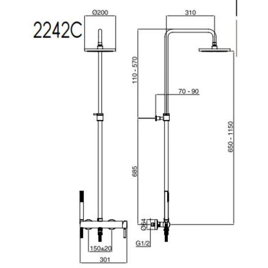 bugnatese kobuk 2242 furdo furdoszoba zuhany zuhanyfulke zuhanyszett esozteto falsikon kivuli egykaros karos matt fekete feher nikkel csaptelep krom csap modern design minimal szaniter lakberendezes.JPG